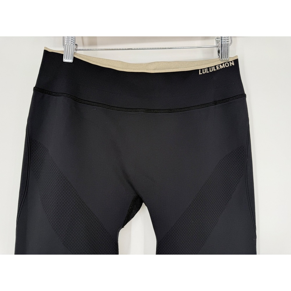 Lululemon Iconic Sweat Tight Black Seamless Yoga Leggings Sz 12 Gym Workout 28"